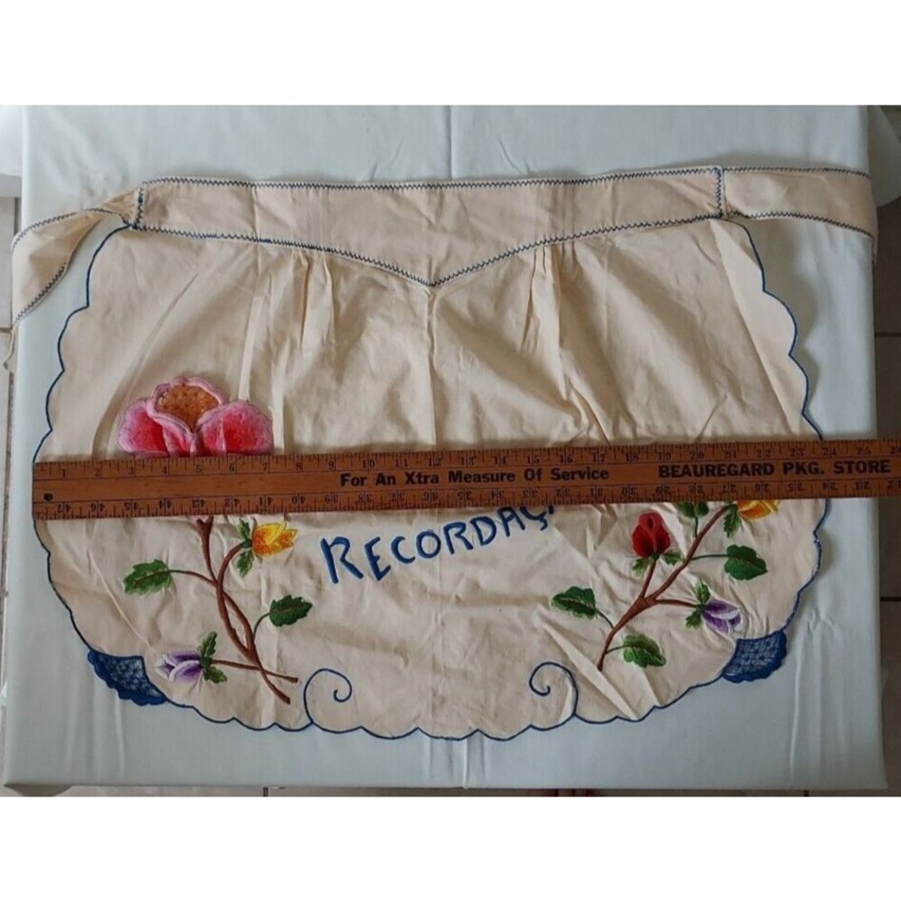 VTG Colorful Ivory Portugal Embroidered Floral Traditional Pocket Half‎ Apron - Picture 5 of 5